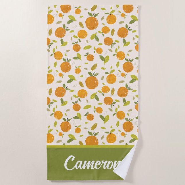 Cute Peach Fruit Pattern Beach Towel (Front)