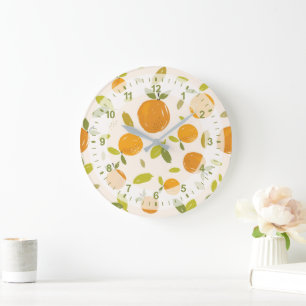 Cute Peach Fruit Pattern Large Clock