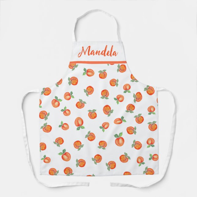 Cute Peach Fruit Pattern Summer Kitchen Design Apron (Front)