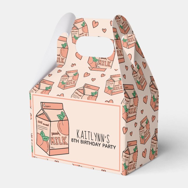 Cute Peach Milk Carton Favour Box (Front Side)