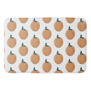 Cute Peach Orange Fruit Hand Drawn Bath Mat