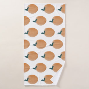 Cute Peach Orange Fruit Hand Drawn Bath Towel