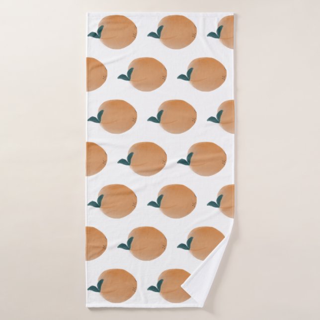 Cute Peach Orange Fruit Hand Drawn Bath Towel (Bath Towel)