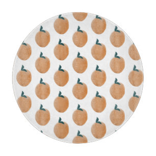 Cute Peach Orange Fruit Hand Drawn Cutting Board
