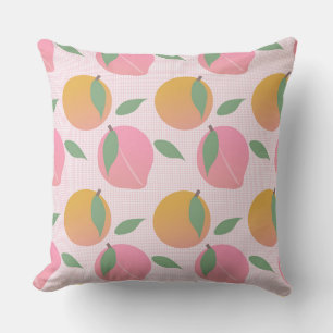 Cute Peach Orange Fruit Pattern Pink Cushion