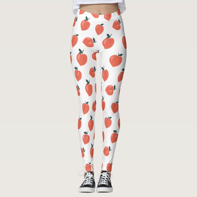 Cute Peach Pattern Leggings (Front)