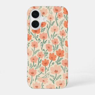 Cute Peach & Pink Wildflower Floral iPhone Case