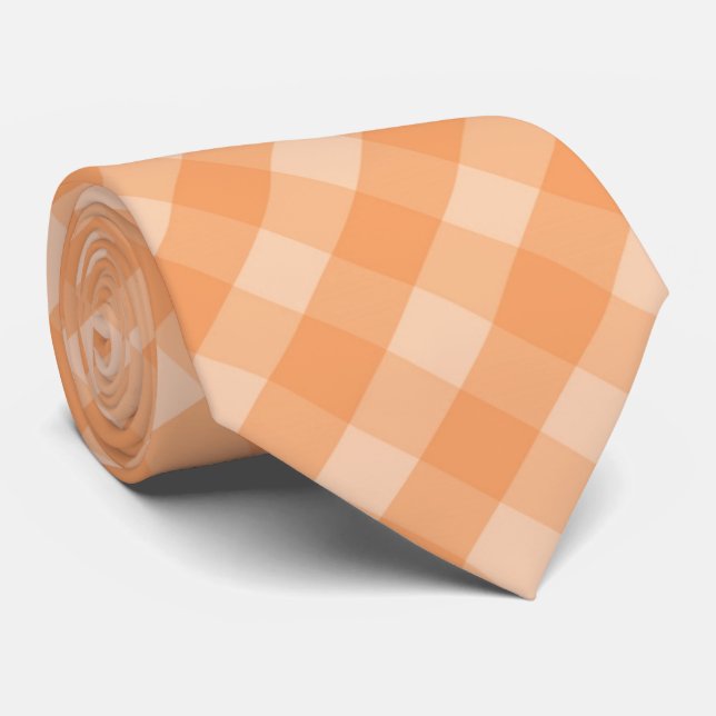 cute peach plaid pattern tie (Rolled)