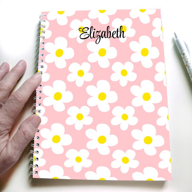 Cute peach retro daisies girly journalling notebook (Creator Uploaded)
