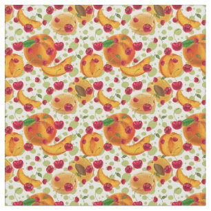 Cute Peaches and Cherries kitchen pattern material Fabric