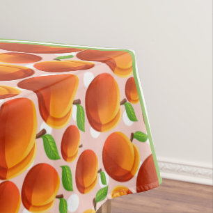Cute Peaches Polka Dot & Chevron Orange Tablecloth