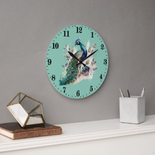 cute peacock bird lovers  large clock