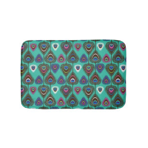 cute peacock feather pattern bath mat
