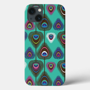 cute peacock feather pattern iPhone 13 case