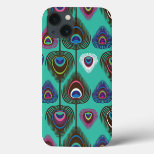 cute peacock feather pattern iPhone 13 case