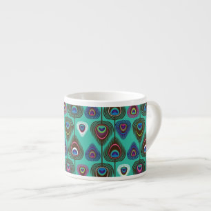 cute peacock feather pattern espresso cup