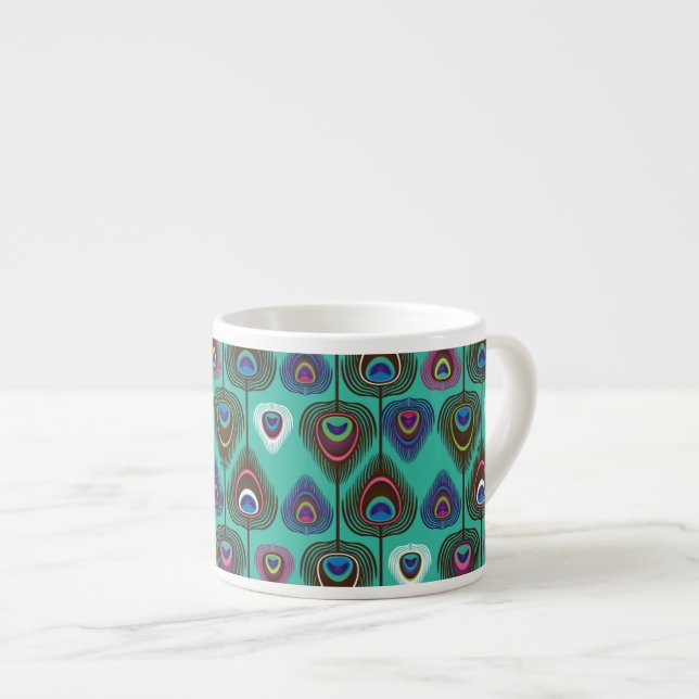 cute peacock feather pattern espresso cup (Front Right)