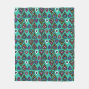cute peacock feather pattern fleece blanket