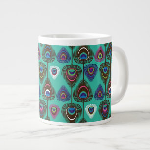 cute peacock feather pattern large coffee mug