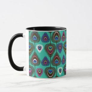 cute peacock feather pattern mug