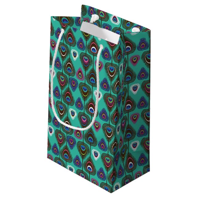 cute peacock feather pattern small gift bag (Back Angled)