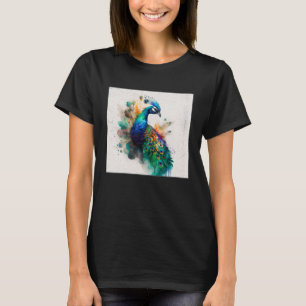Cute Peacock Paint Splatter Colourful Gorgeous Uni T-Shirt