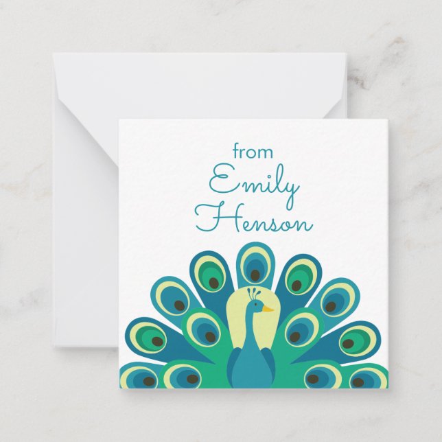 Cute Peacock Personalised Gift Enclosure Cards (Front)