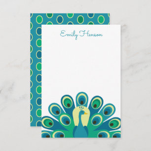 Cute Peacock Personalised Note Cards