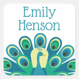 Cute Peacock Personalised Stickers