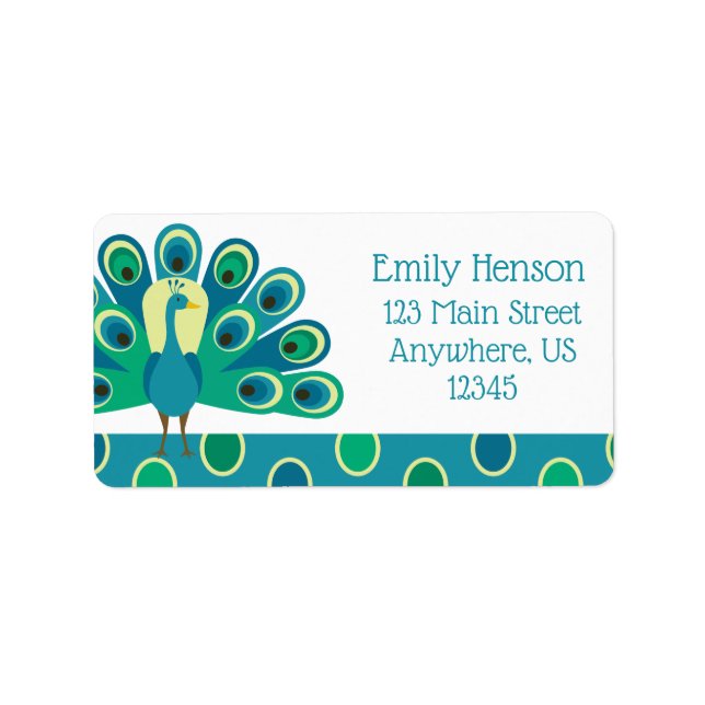 Cute Peacock Return Address Labels (Front)