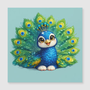 Cute Peacock with Big Eyes Kawaii Bird Design