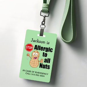 Cute Peanut Allergy Awareness ID Badge