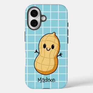 Cute Peanut Blue Personalised iPhone 16 Case