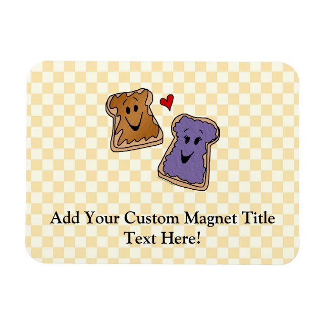 Cute Peanut Butter and Jelly Best Friends Magnet (Horizontal)