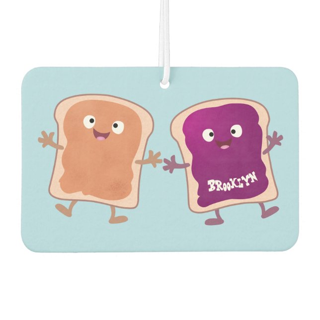 Cute peanut butter and jelly sandwich cartoon  car air freshener (Front)
