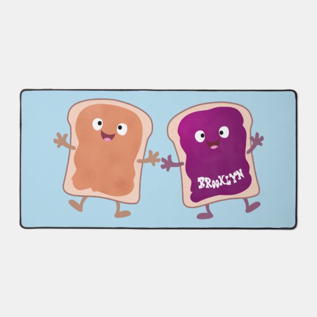 Cute peanut butter and jelly sandwich cartoon desk mat (Front)