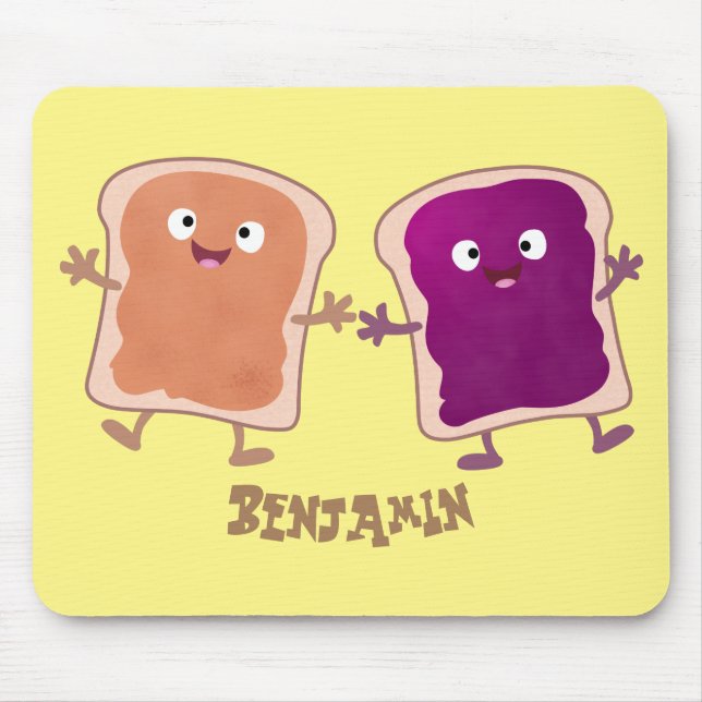 Cute peanut butter and jelly sandwich cartoon mouse pad (Front)
