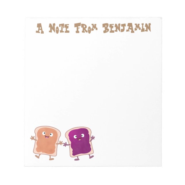 Cute peanut butter and jelly sandwich cartoon  notepad (Front)