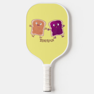 Cute peanut butter and jelly sandwich cartoon pickleball paddle