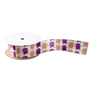 Cute peanut butter and jelly sandwich cartoon satin ribbon