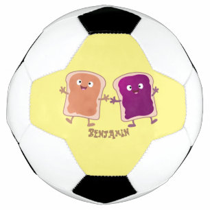 Cute peanut butter and jelly sandwich cartoon soccer ball
