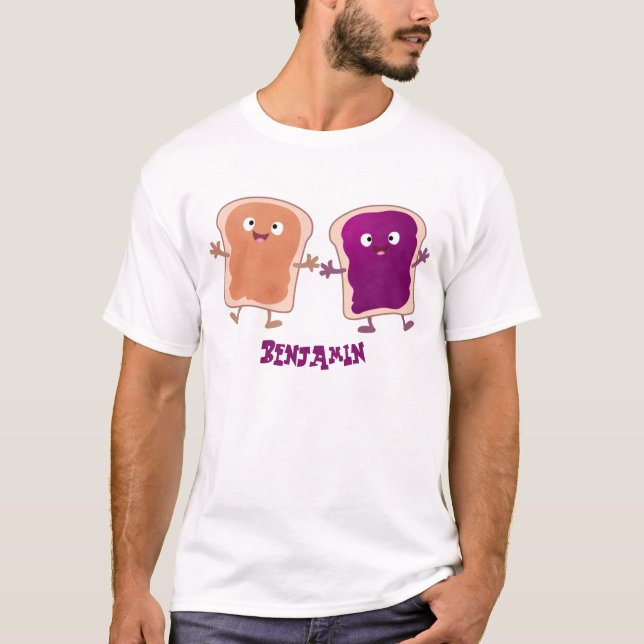 Cute peanut butter and jelly sandwich cartoon T-Shirt (Front)