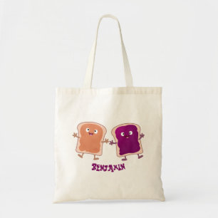 Cute peanut butter and jelly sandwich cartoon  tote bag