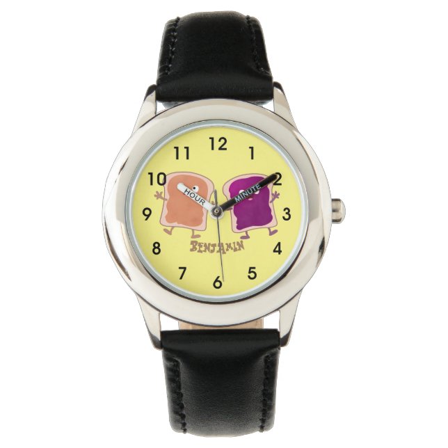 Cute peanut butter and jelly sandwich cartoon watch (Front)