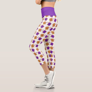 Cute Peanut Butter and Jelly Sandwich Pattern Capri Leggings