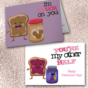 Cute Peanut Butter and Jelly Valentine Holiday Card