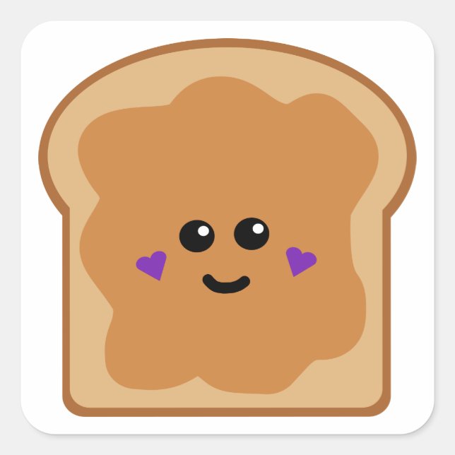Cute Peanut Butter Bread Square Sticker (Front)