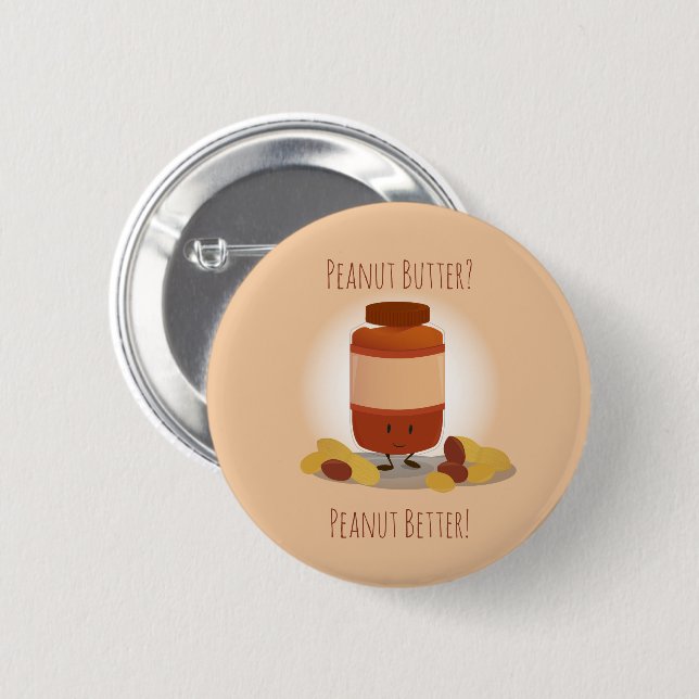 Cute Peanut Butter Jar | Button (Front & Back)
