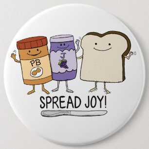 Cute Peanut Butter & Jelly & Bread Spread Joy 6 Cm Round Badge