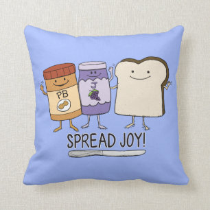 Cute Peanut Butter & Jelly & Bread Spread Joy Cushion